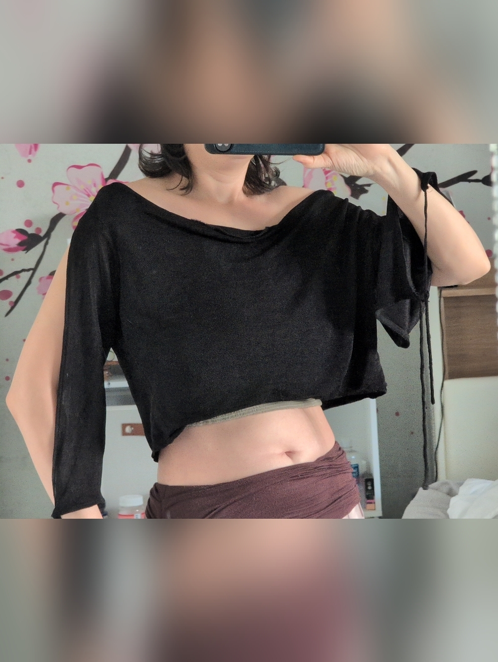 Moda Black Cropped Off-Shoulder Knit Top